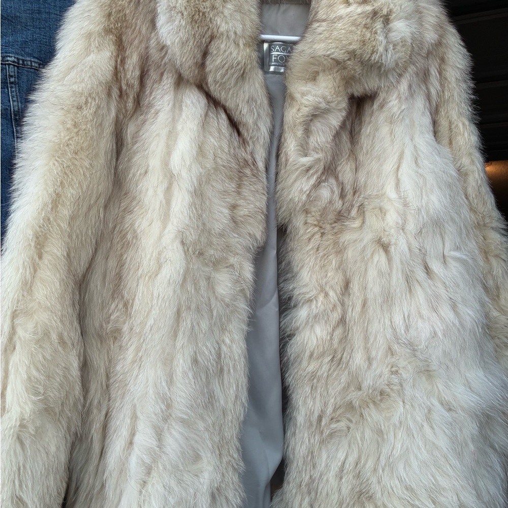 Saga Fox Luxurious Cream Faux Fur Coat